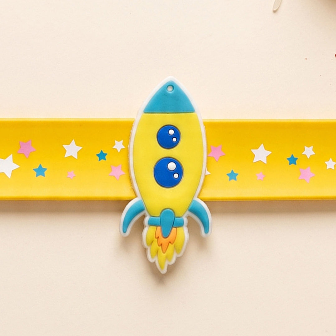 Handmade Rocket Silicone Slap Band Rakhi For Kids With Roli Chawal For Brother