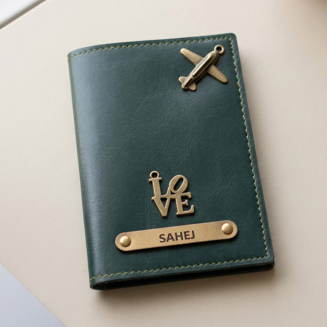 Personalized Faux Leather Passport Cover With Charm