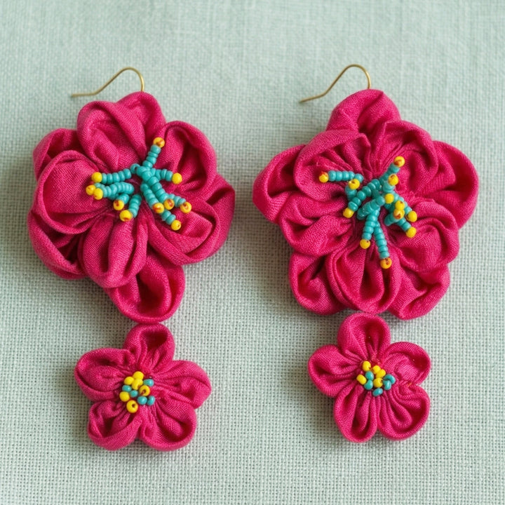 Pink Silk Cotton Hairat Earrings