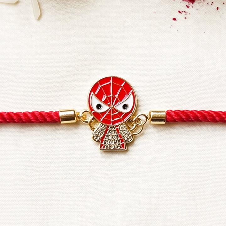Reusable Handmade Spider-Man Charm Bracelet Kids Rakhi With Roli Chawal For Brother