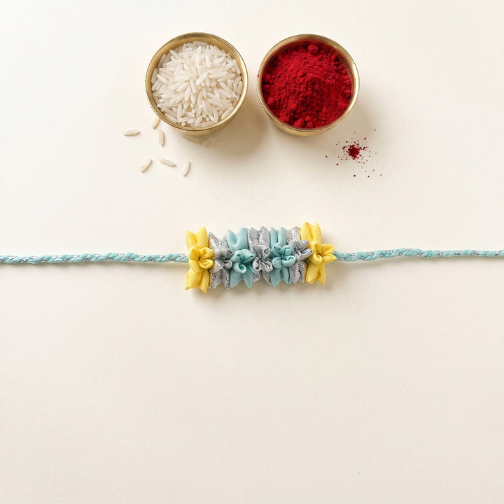 Handmade Bud & Mogra Strand Silk Fabric Rakhi For Brother With Roli Chawal