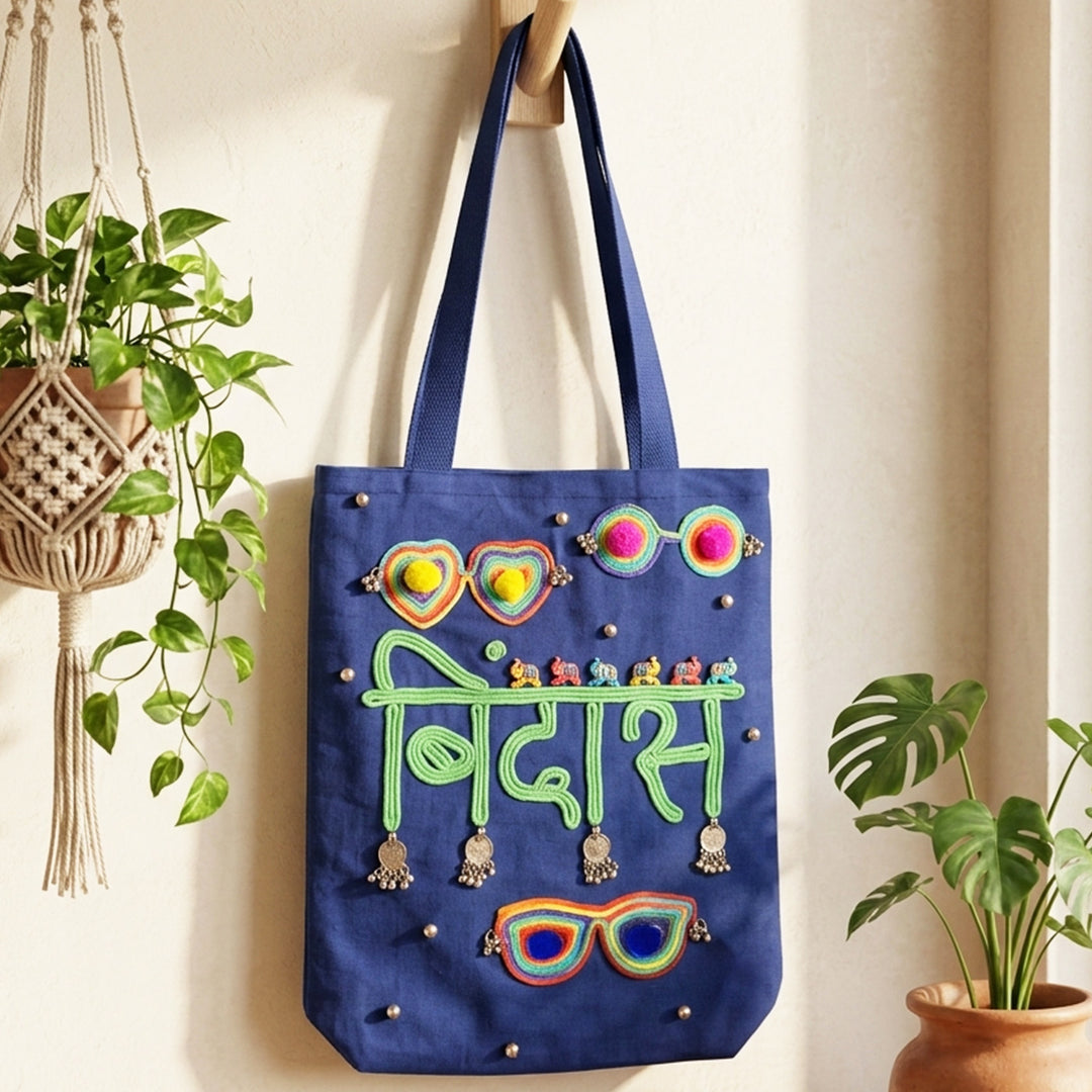 Hand-Embroidered Dori Work Bindaas Tote Bag