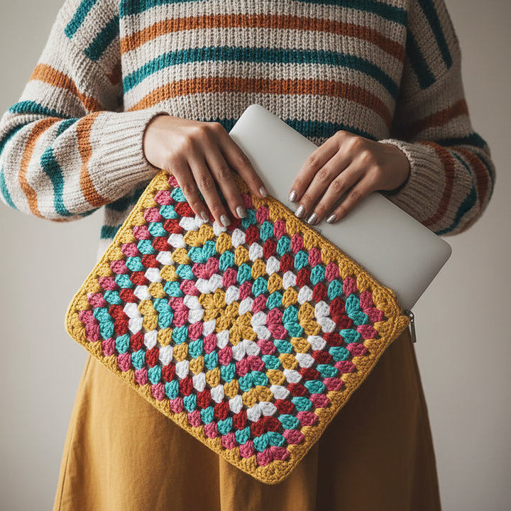 Handmade Crochet Multicolour Ipad Sleeve