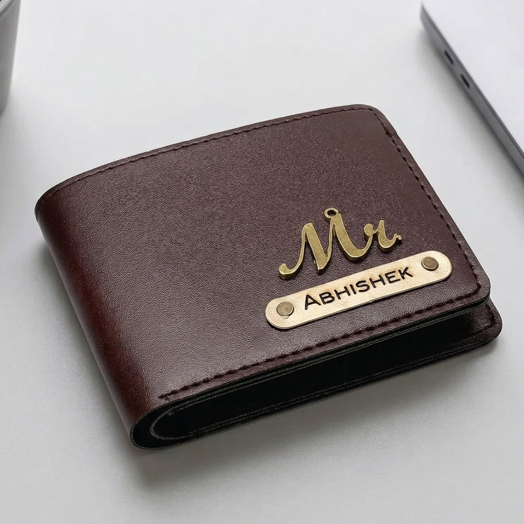 Personalized Faux Leather Men's Wallet With Charm