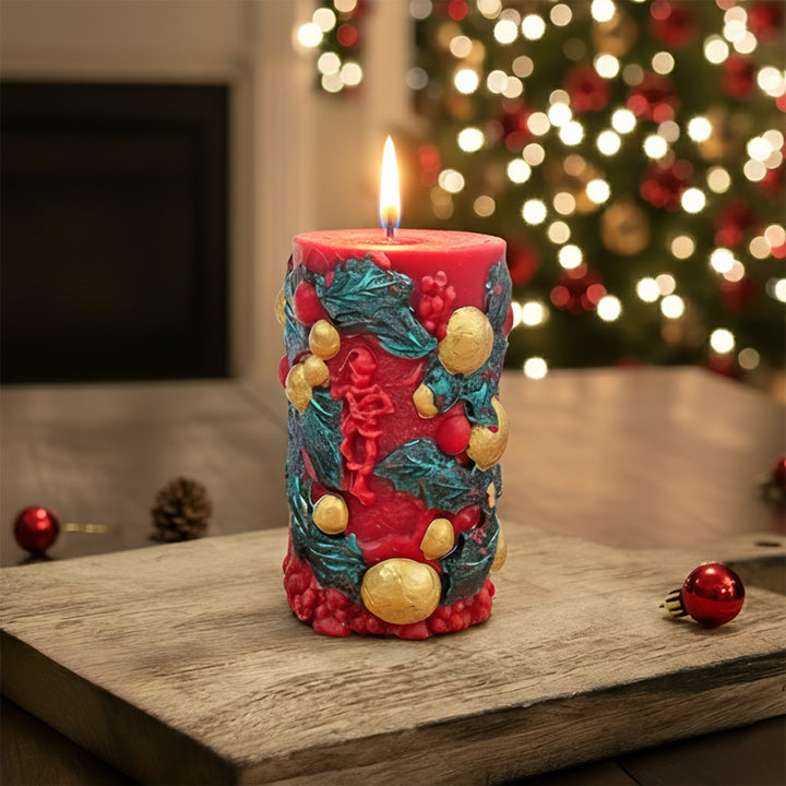 Handmade Red Pillar Soy Wax Candle