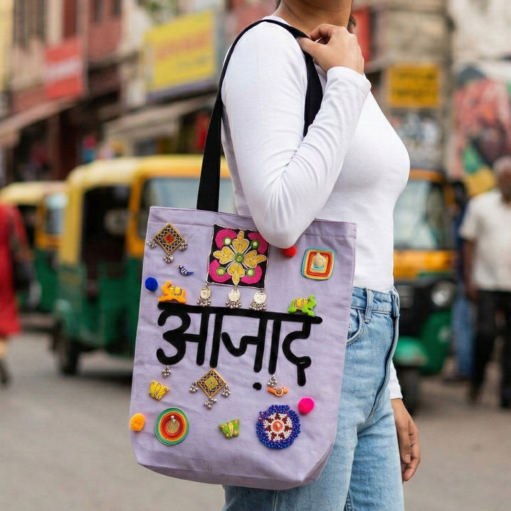 Hand-Embroidered Dori Work Azaad Tote Bag