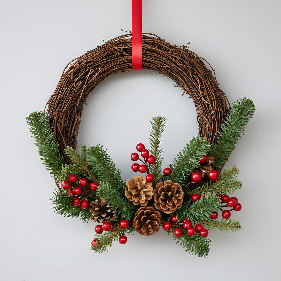 Handmade Berries & Shola Flower Wreath For Christmas Decoration