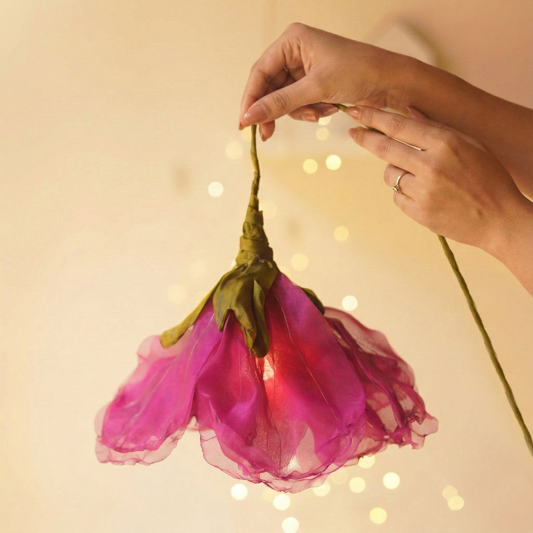 Elegant Organza Purple Flower Lamp | Premium Statement Lighting