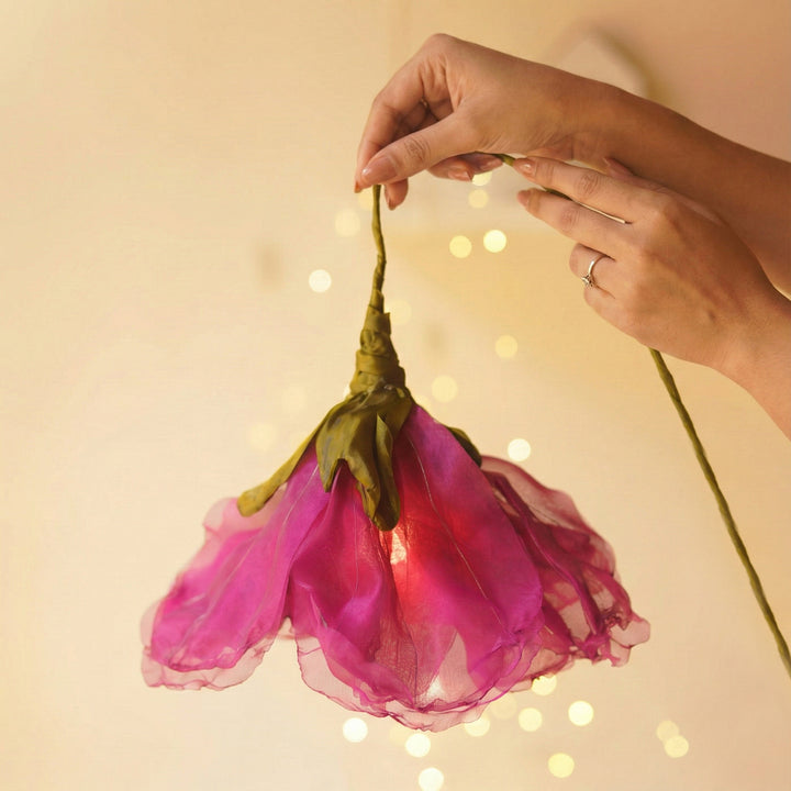 Elegant Organza Purple Flower Lamp | Premium Statement Lighting