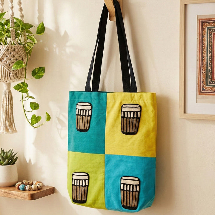 Hand-Embroidered Dori Work Cutting Chai Tote Bag
