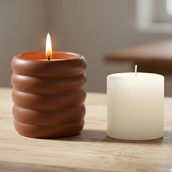 Ring Shaped Terracotta Candle Holder With Candle
