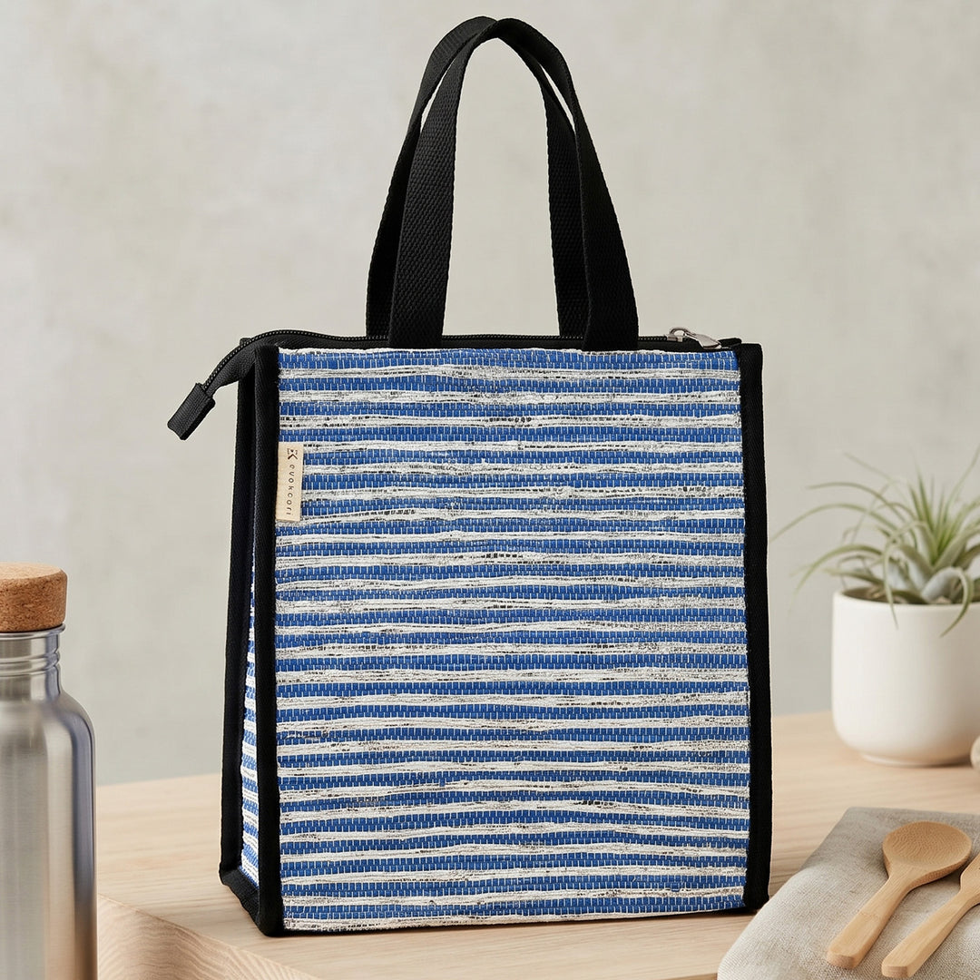 Handcrafted Upcycled Plastic Lunch Bag For Everyday Use | Fits 3 Lunchboxes & 1L Water Bottle