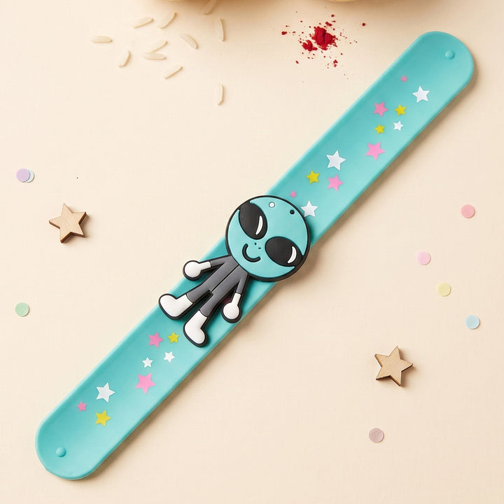 Handmade Alien Silicone Slap Band Rakhi For Kids With Roli Chawal For Brother