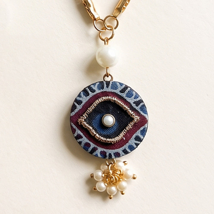 Drishti Evil Eye Ajrakh Block Print Lumba Rakhi With Roli Chawal For Bhabhi