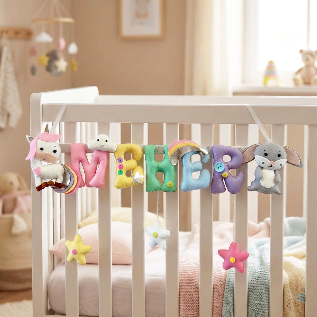 Personalized Unicorn & Bunny Theme Felt Kids Name Plate