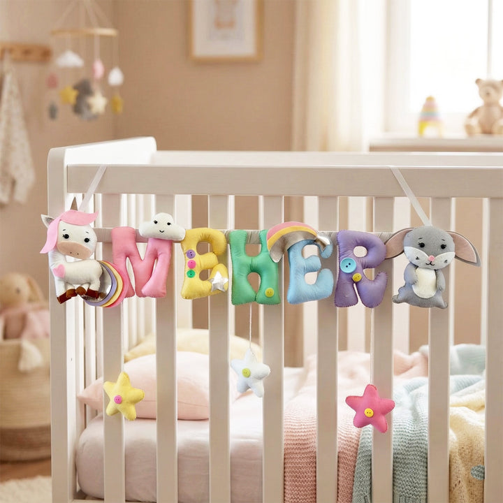 Personalized Unicorn & Bunny Theme Felt Kids Name Plate