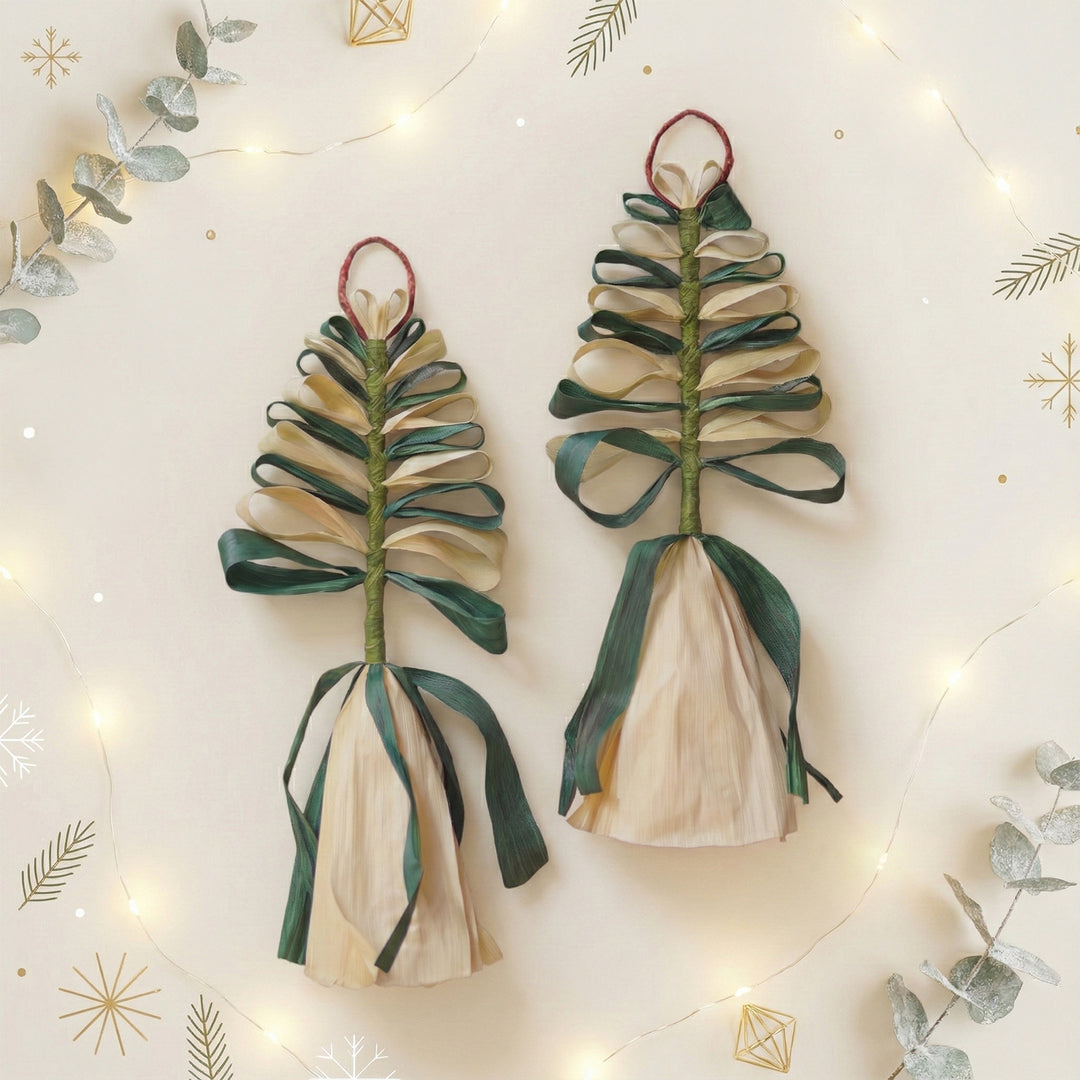 2 Pc | Handmade Ecofriendly Corn Husk Christmas Ornament