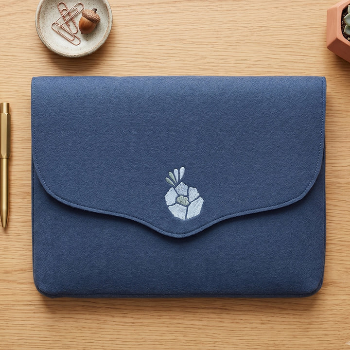 Corsage Aari Embroidered Blue Laptop Sleeve