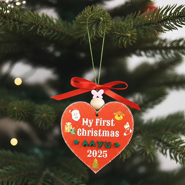 Personalized Red My First Christmas MDF Wood Ornament For Tree Decoration
