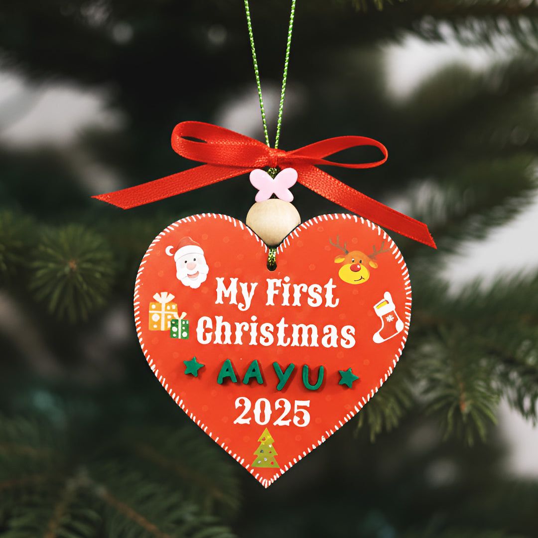 Personalized Red My First Christmas MDF Wood Ornament For Tree Decoration