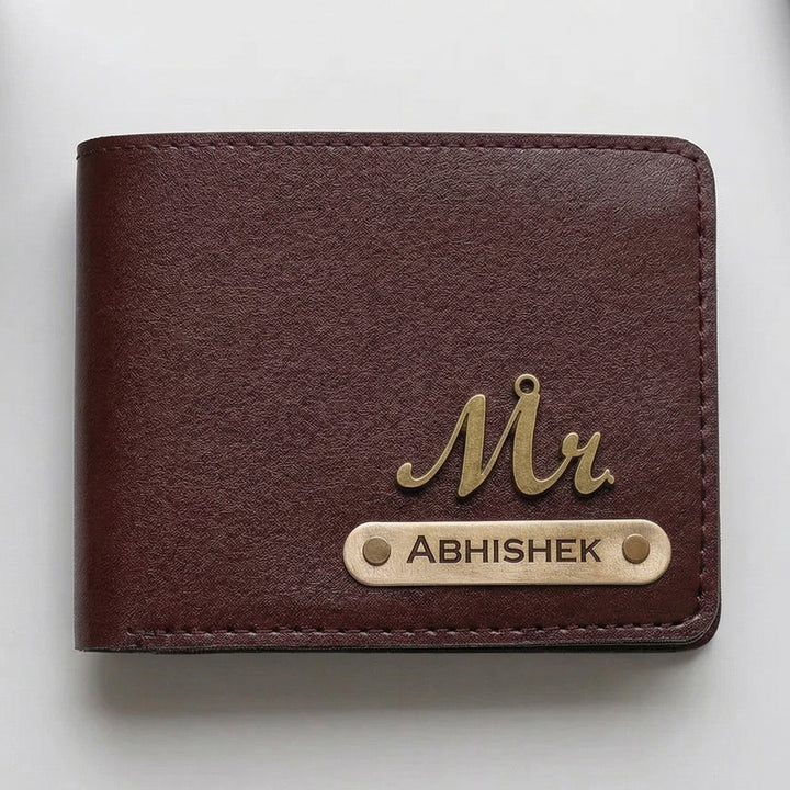 Personalized Faux Leather Men's Wallet With Charm