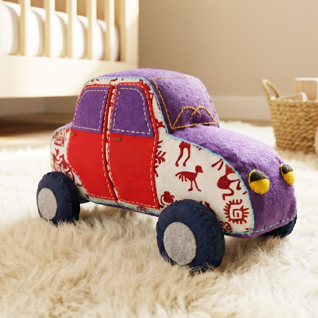 Handmade White & Red Car Toy