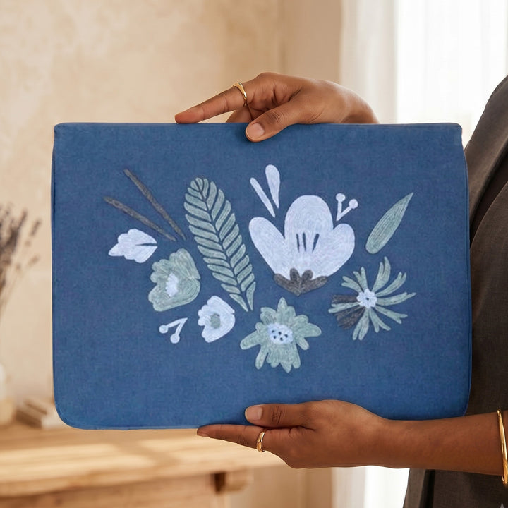 Corsage Aari Embroidered Blue Floral Laptop Sleeve