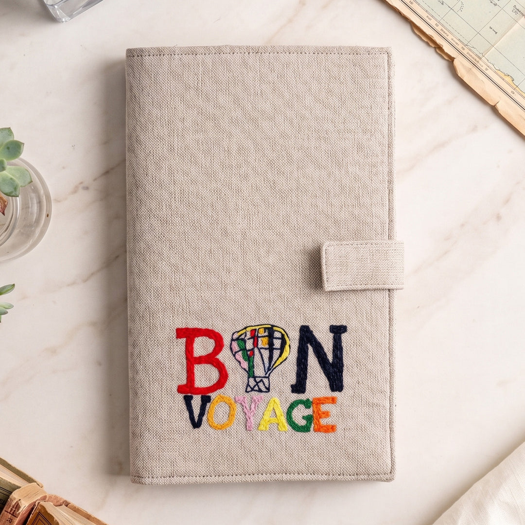 Bon Voyage Linen Passport Holder