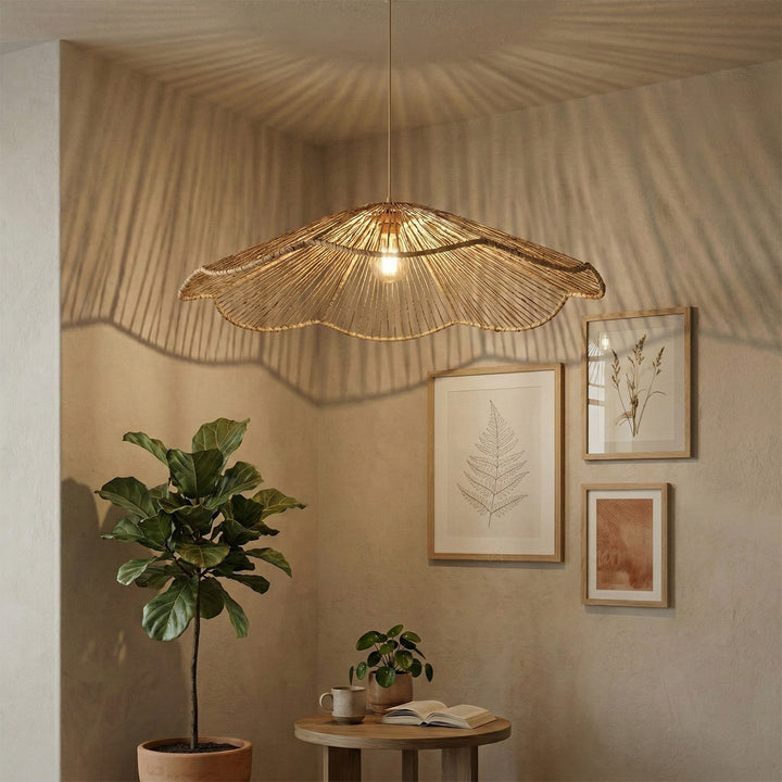 Petal Handwoven Banana Fiber Hanging Lampshade For Home Decor | Large