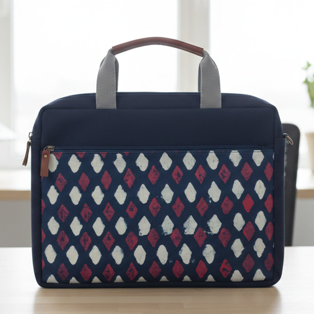 Handcrafted Water-Resistant Diamond Print Laptop Bag