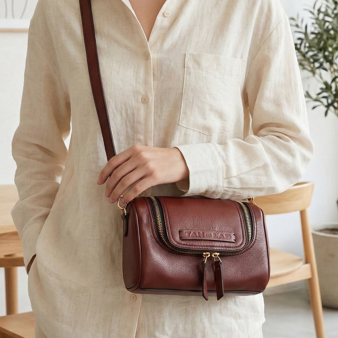 Personalized Maroon Lillie Leather Sling Bag