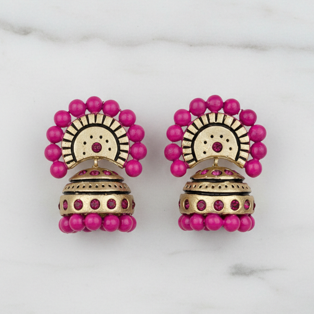 Handmade Antique Pearl Terracotta Earrings
