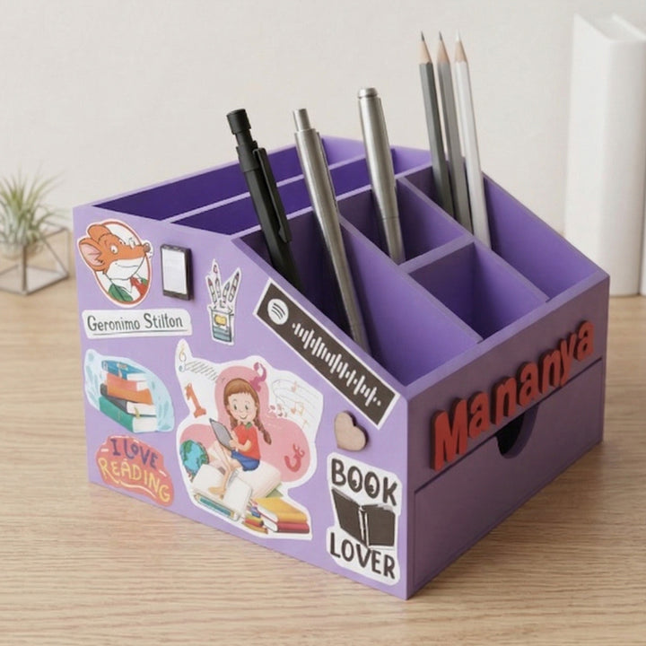 Purple Book Lover Personalized Handmade Stationary Box