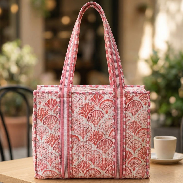 Handmade Pink In a Nutshell Cotton Tote Bag