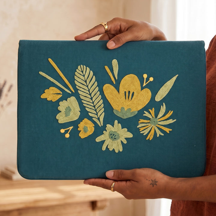 Corsage Aari Embroidered Green Laptop Sleeve