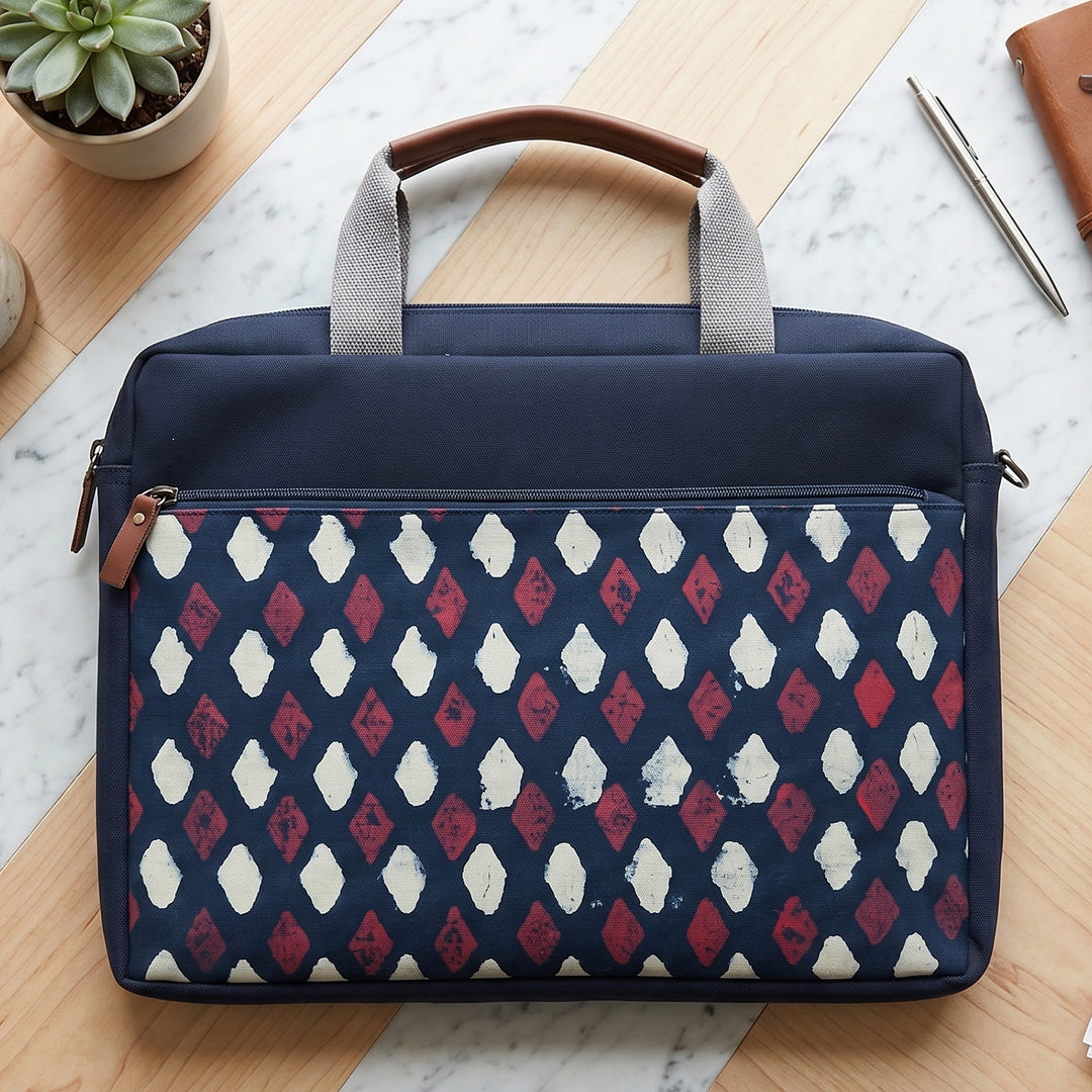 Handcrafted Water-Resistant Diamond Print Laptop Bag