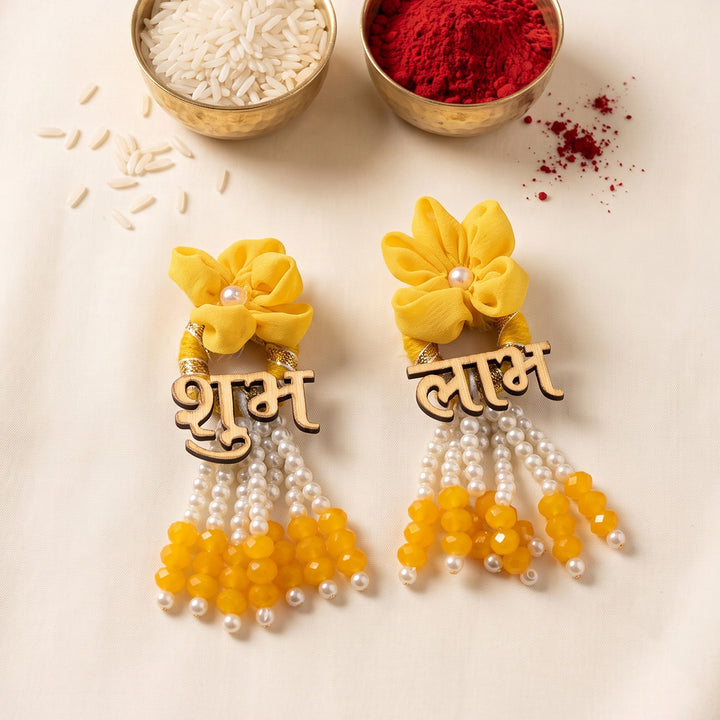 Handmade Mini Festive Shubh Labh/Swastik Decor For Entrance