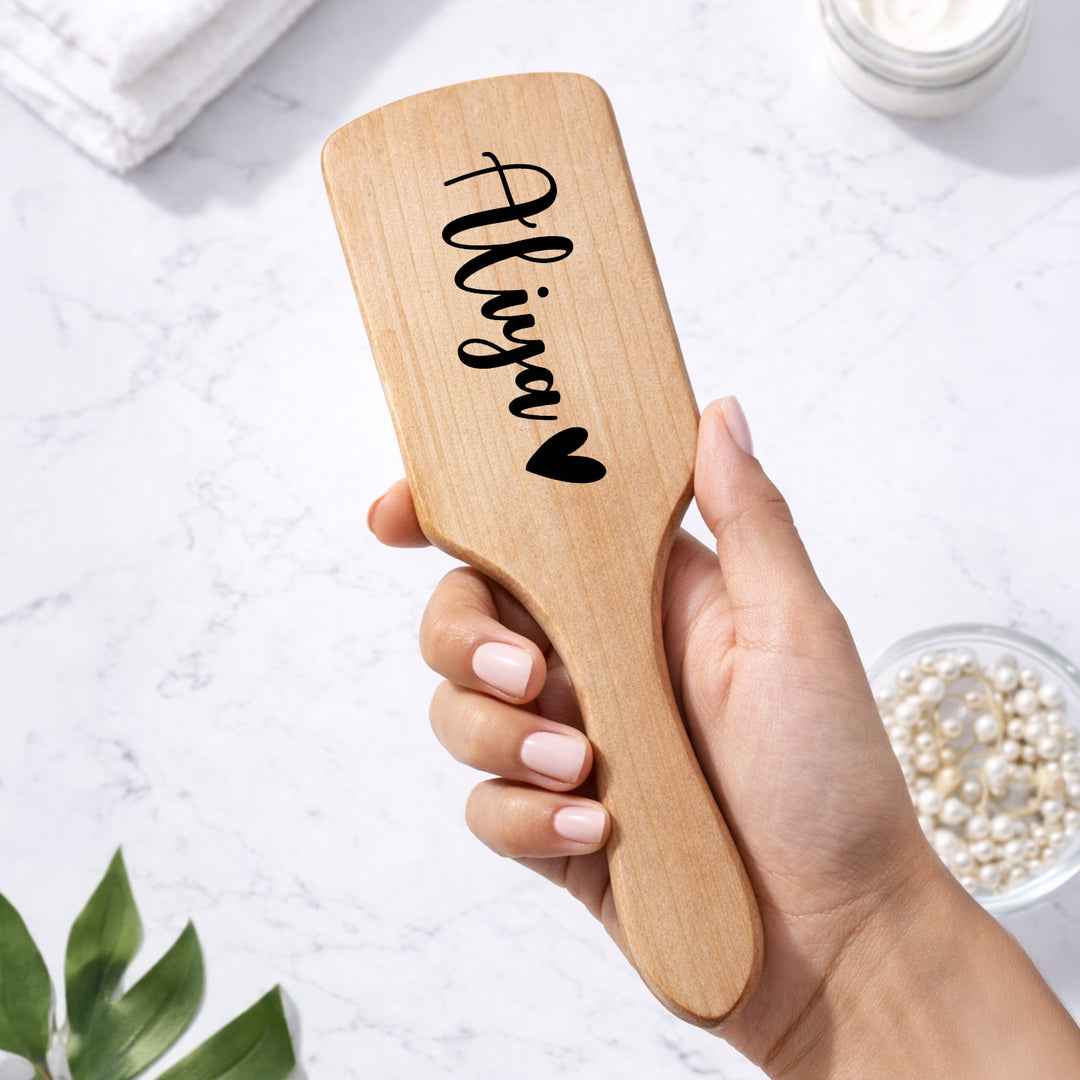 Personalized Paddle Bamboo Wooden Hair Brush