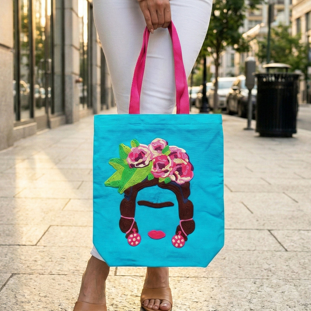 Hand-Embroidered Dori Work Spring Frida Tote Bag
