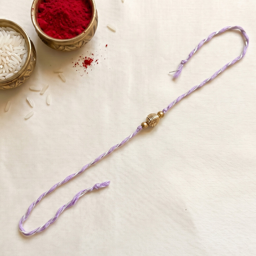 Handmade Dabka Beaded and Silver Thread Rakhi With Roli Chawal For Bhaiya