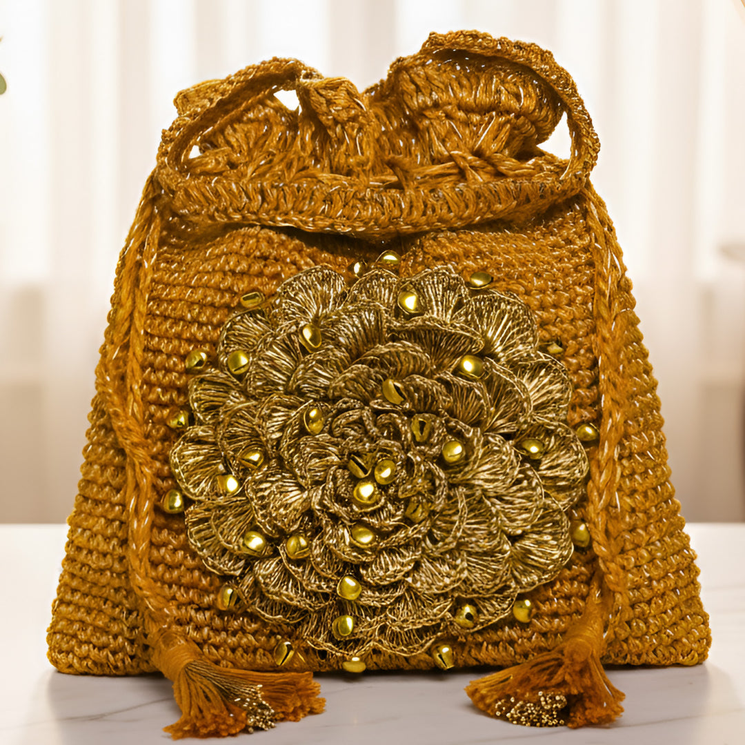 Handmade Crochet Sunset Shimmer Ghungroo Potli