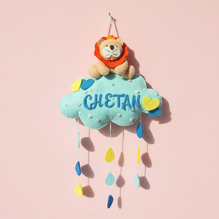 Personalized Handmade Animals & Raindrop Theme Felt Kids Name Plate