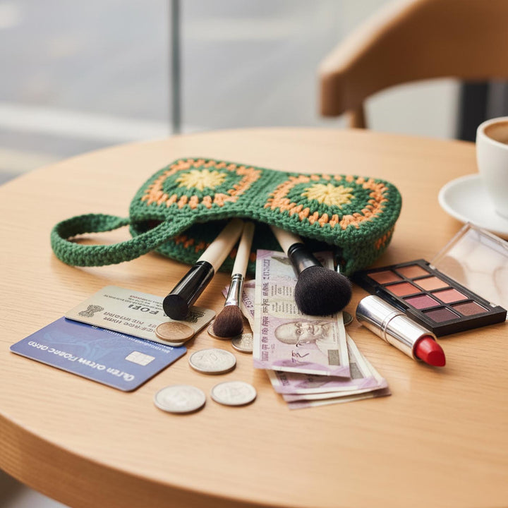 Handmade Crochet Green Busty Mini Handbag