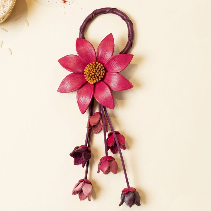 Pink-Orange Floral Bangle Lumba Rakhi With Roli Chawal For Sister/Bhabhi