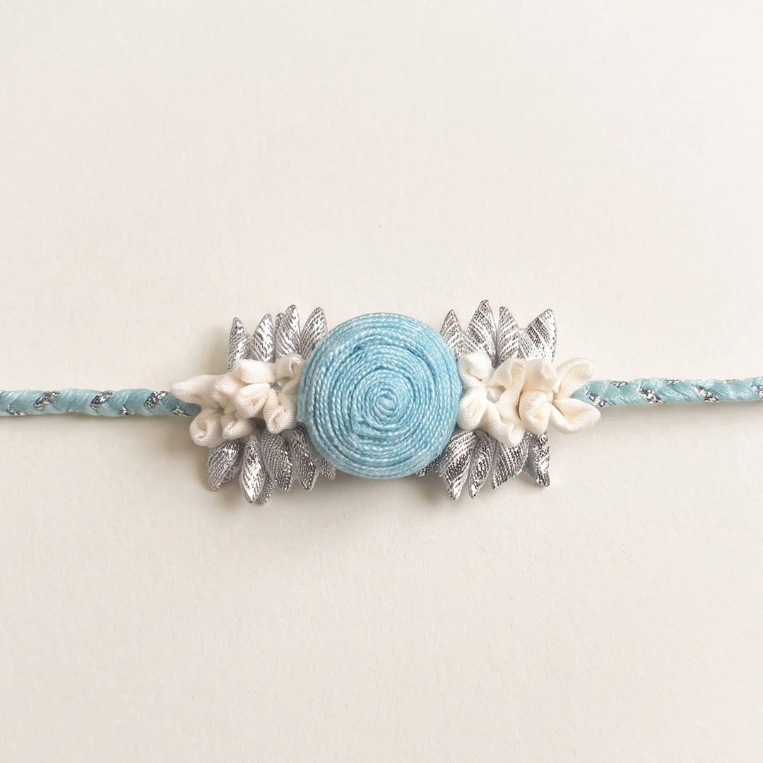 Handmade Rose & Mogra Bud Silk Rakhi For Brother With Roli Chawal