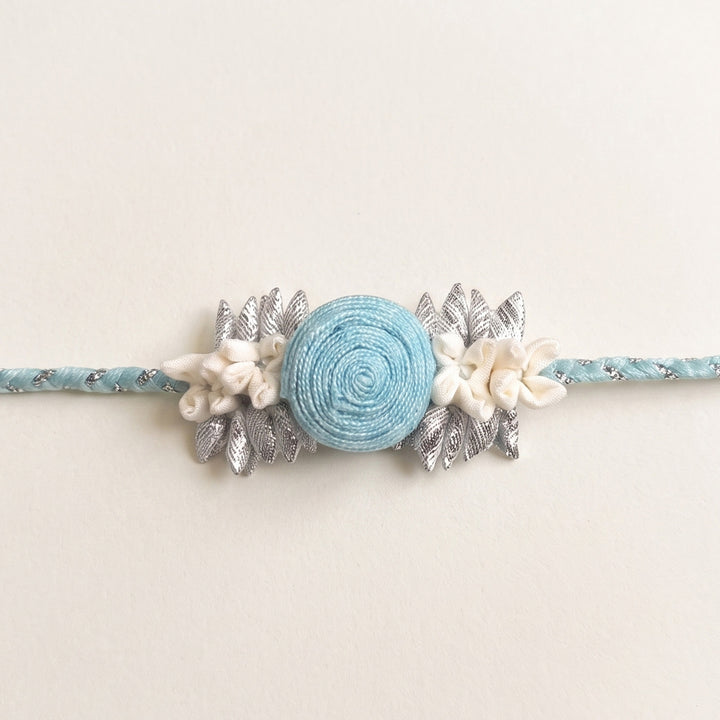 Handmade Rose & Mogra Bud Silk Rakhi For Brother With Roli Chawal