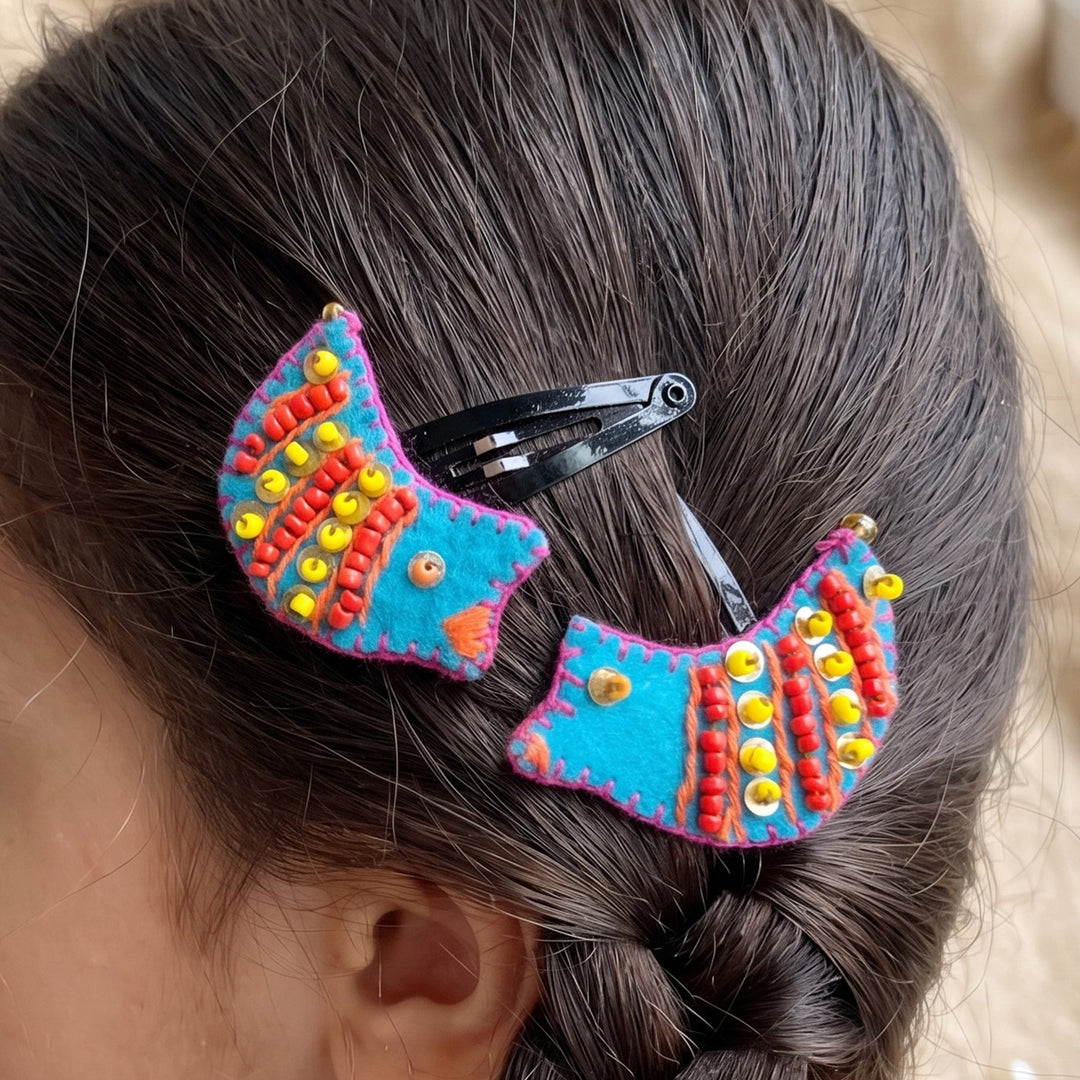 Handmade Turquoise Little Birdie Hair Clips | Set of 2