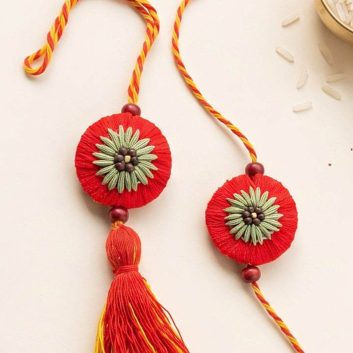Plantable Kanika Fragrant Rakhi-Lumba Set With Roli-Chawal & Seed Ball For Bhaiya Bhabhi | Set of 2
