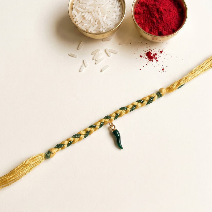 Handmade Teekhi Mirchi Charm Rakhi With Roli Chawal For Bhaiya
