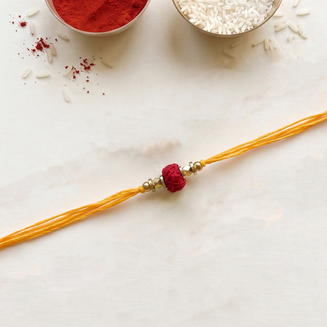 Handcrafted Color Pop Thread Rakhi With Roli Chawal For Brother